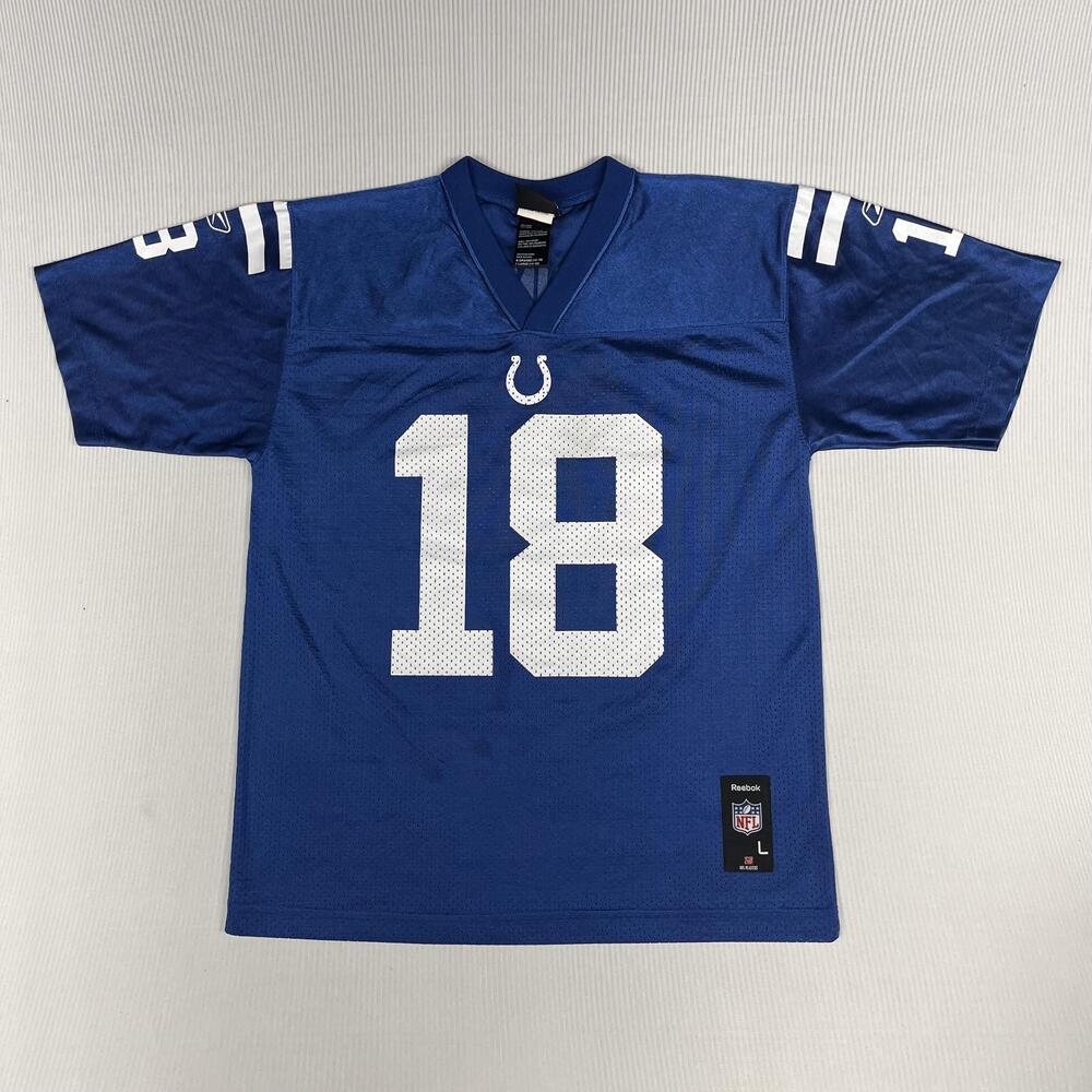 Indianapolis Colts Jersey Boys Large Blue NFL Football Reebok Peyton Manning 18